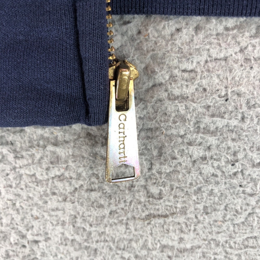 Vintage Carhartt Hoodie Mens Extra Lage Blue J149 Y2K Thermal Full Zip Workwear - Picture 11 of 13